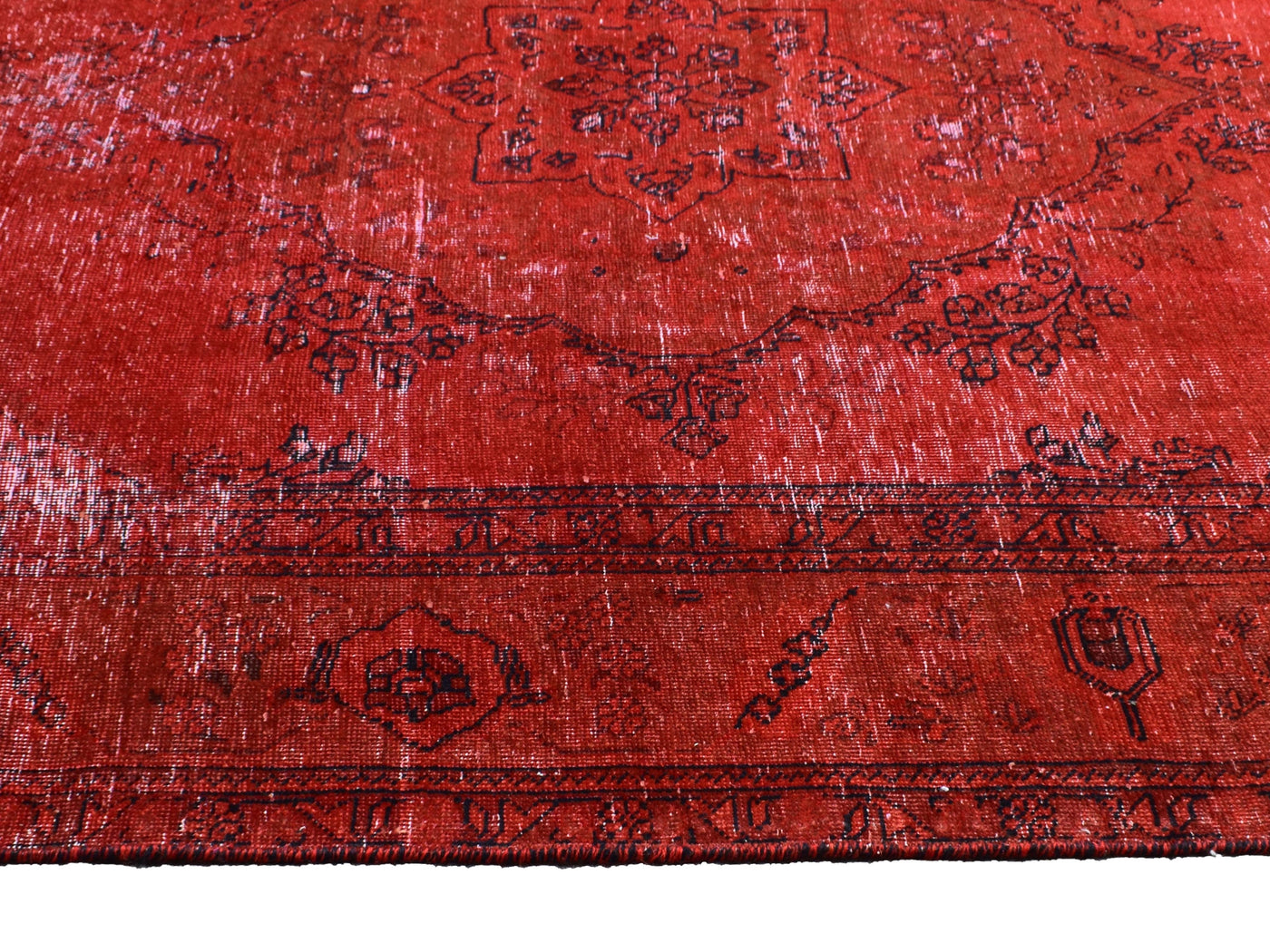 Vintage Overdyed Persian Rug – Vermilion Drift