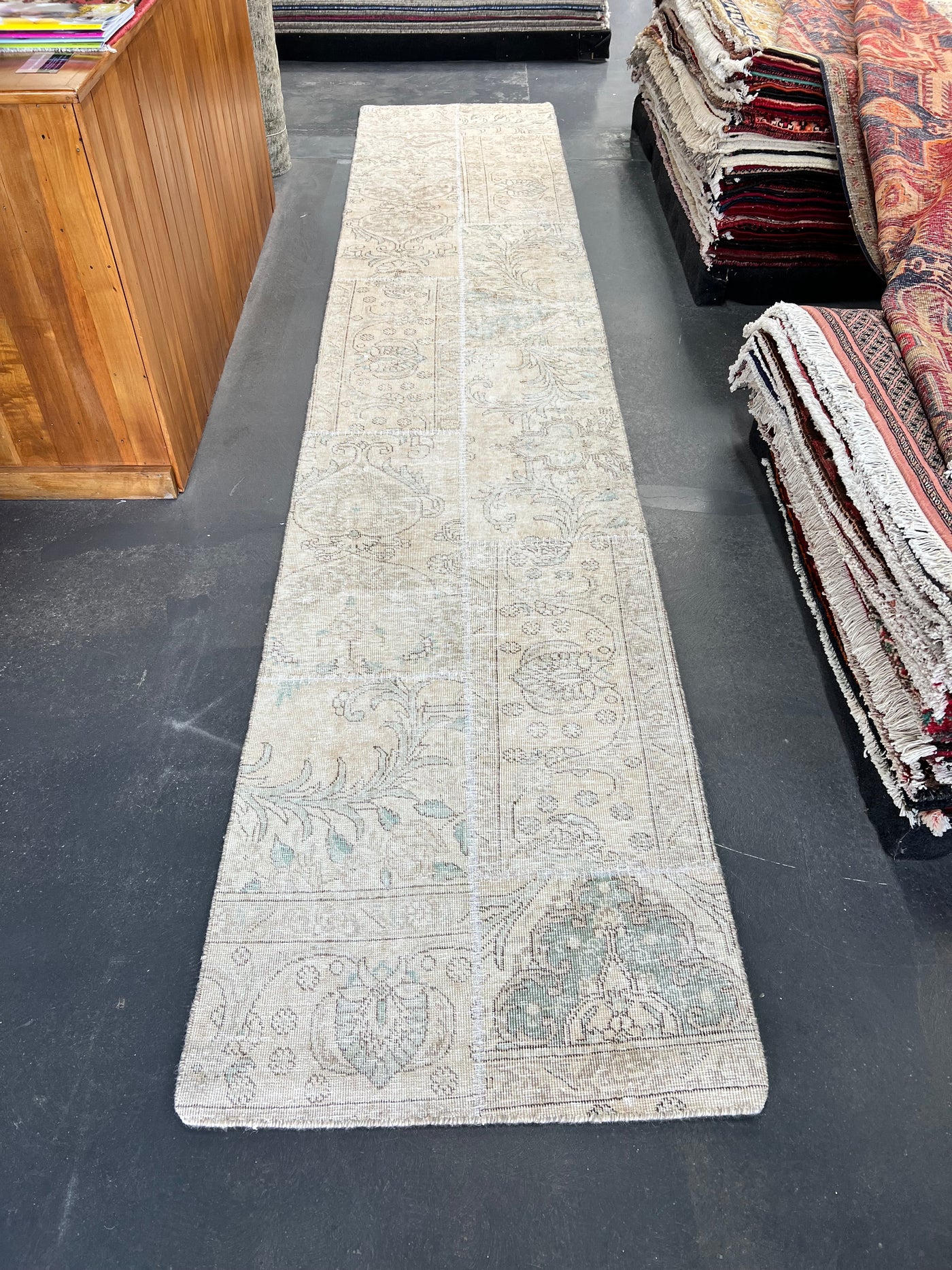 Vintage Patchwork Persian Runner Rug – Oatmeal Caravan