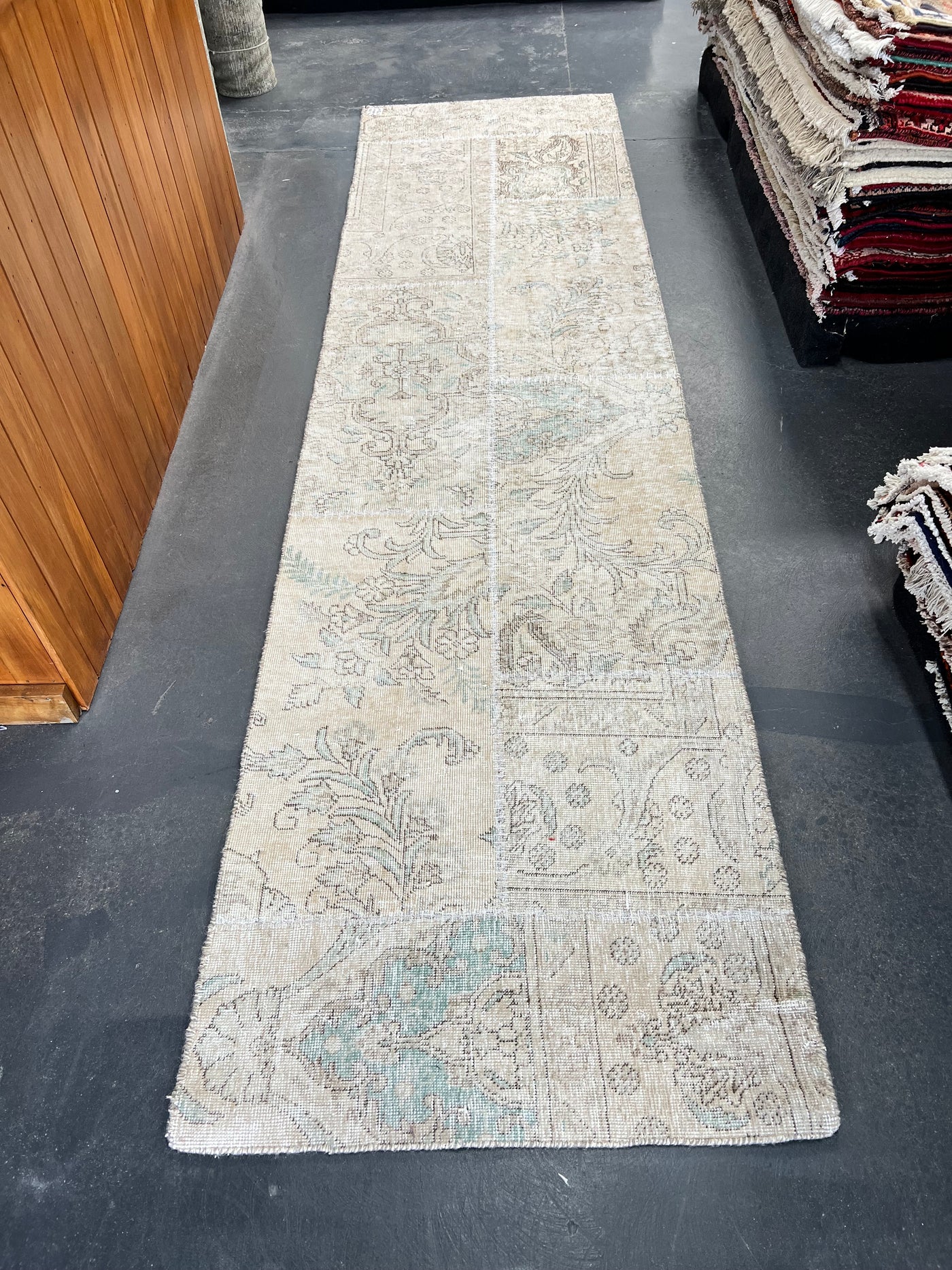 Vintage Patchwork Persian Runner Rug – Linen Patina