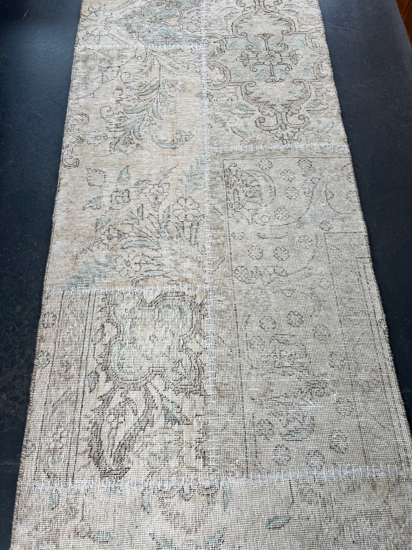 Vintage Patchwork Persian Runner Rug – Linen Patina