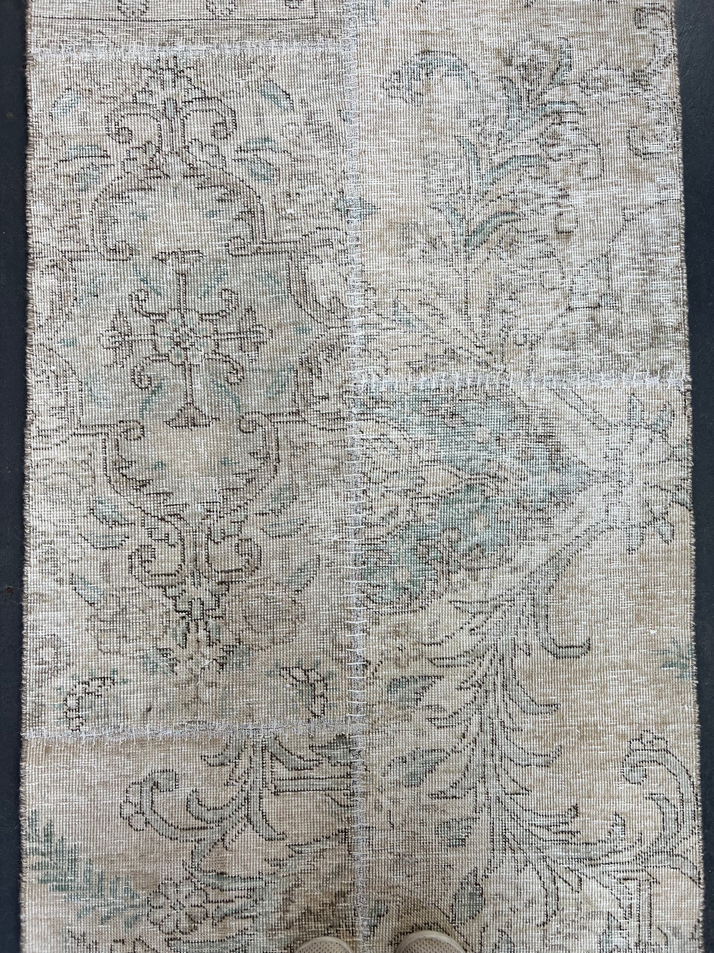 Vintage Patchwork Persian Runner Rug – Linen Patina