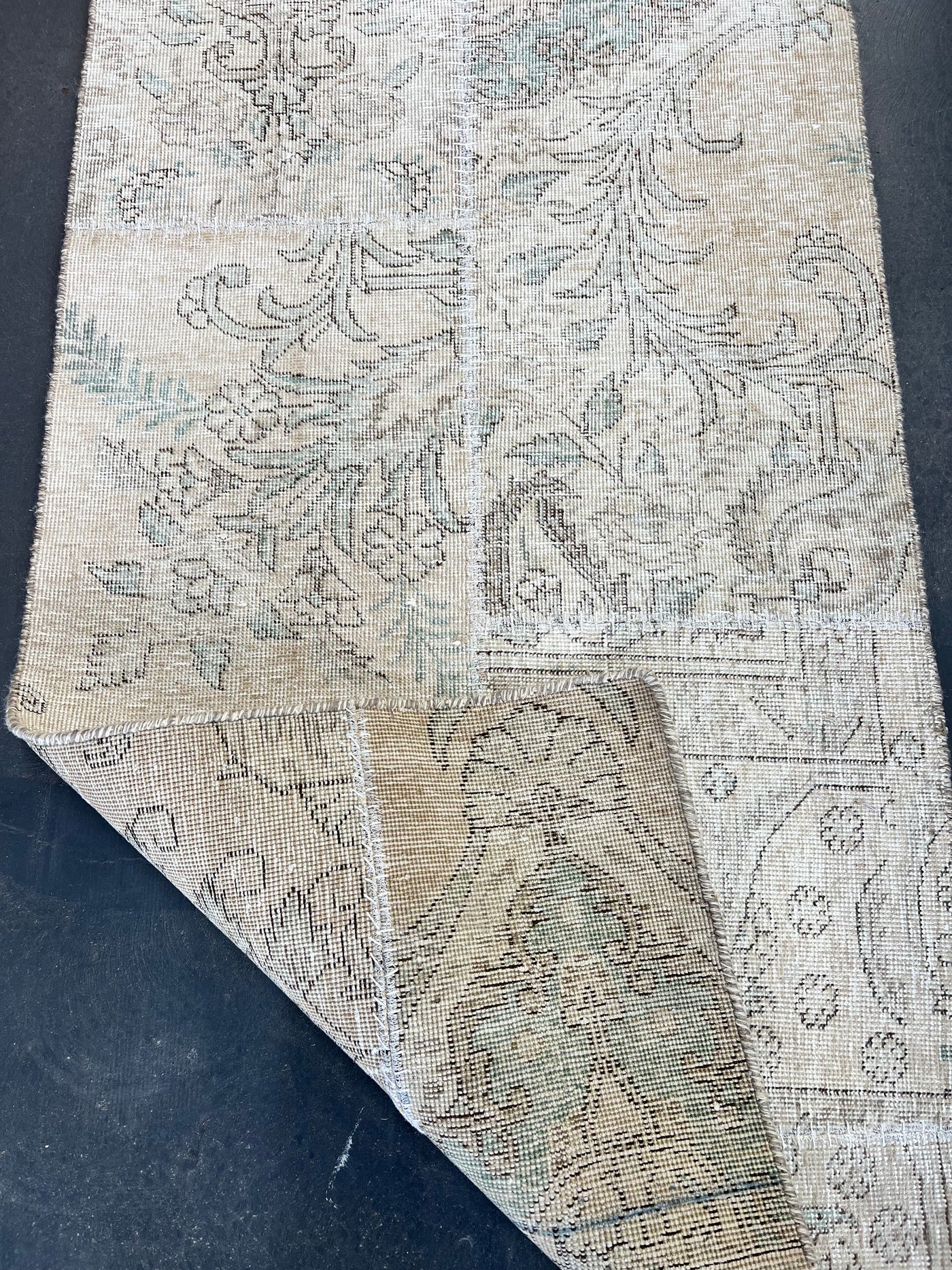 Vintage Patchwork Persian Runner Rug – Linen Patina