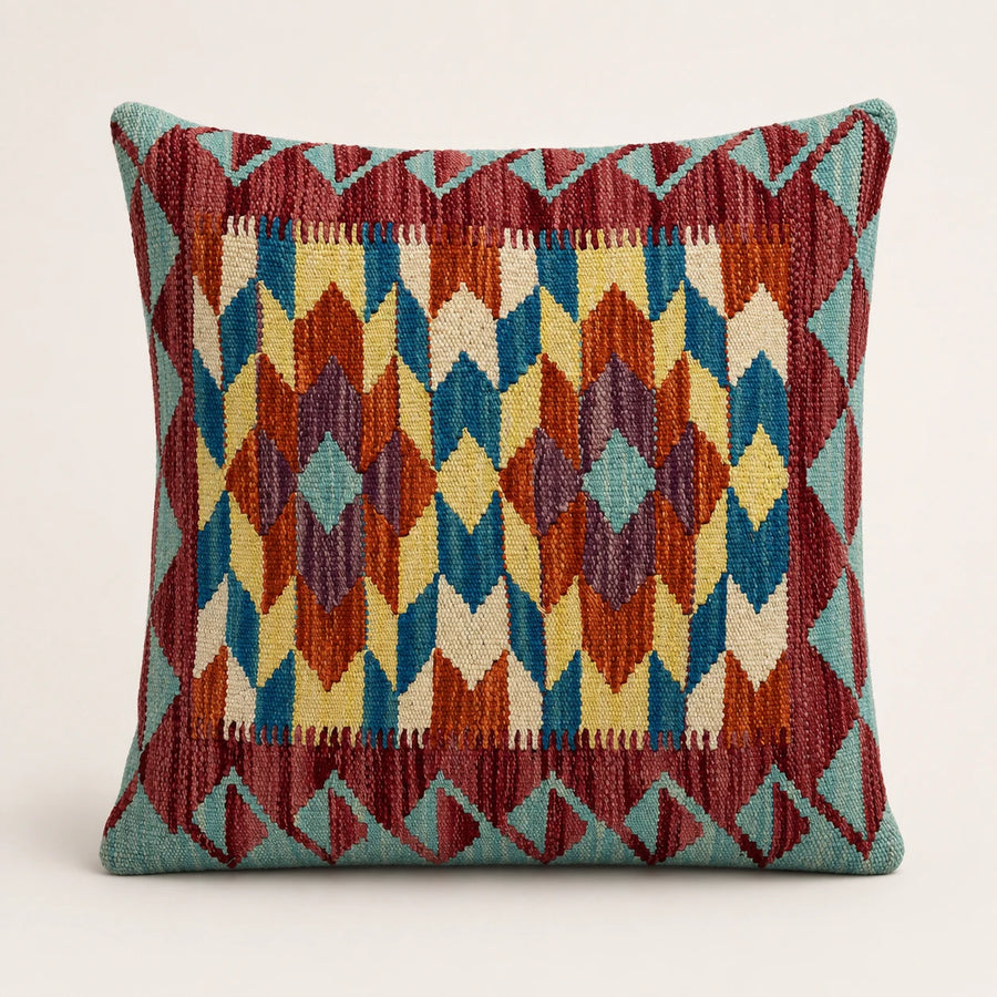 Chobi Kilim Cushion Cover – Sky Mosaic