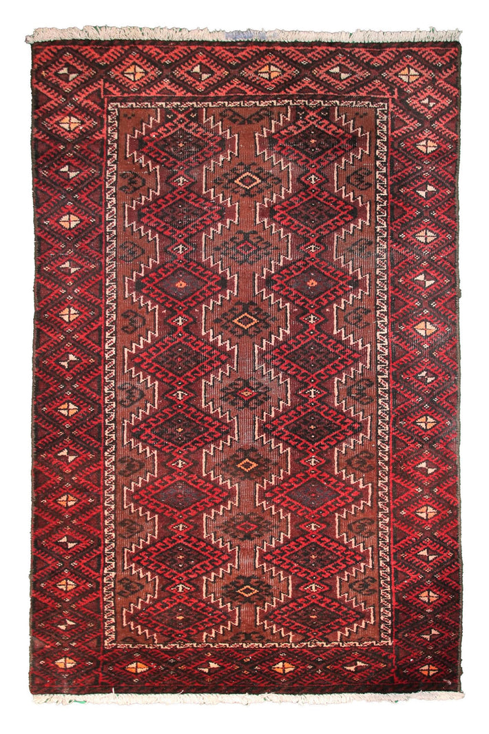 Hand Knotted Vintage Baluchi Persian Rug, 90 x 177 cm