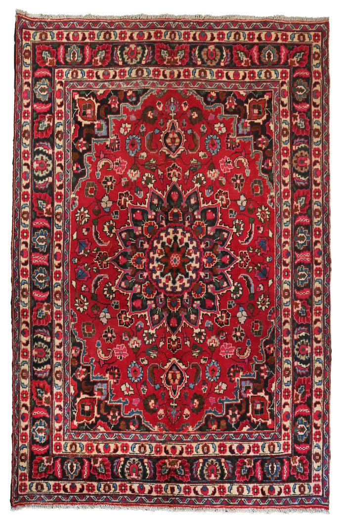 Hand Knotted Vintage Mashad Persian Rug, 205 x 287 cm (Clearance)