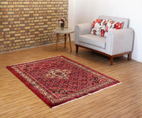 Hand Knotted Vintage Hamadan Persian Rug, 160 x 210 cm full rug view