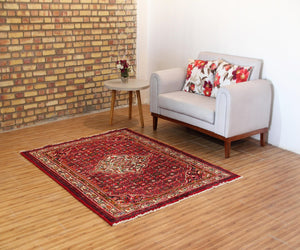 Hand Knotted Vintage Hamadan Persian Rug, 160 x 207 cm full view