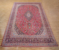 Large vintage Mashad Persian rug 288x374 cm full view showing intricate floral pattern and ornate border
