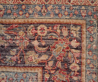 Backside of hand knotted antique Sabzevar Persian rug showing fine weave density and traditional wool foundation
