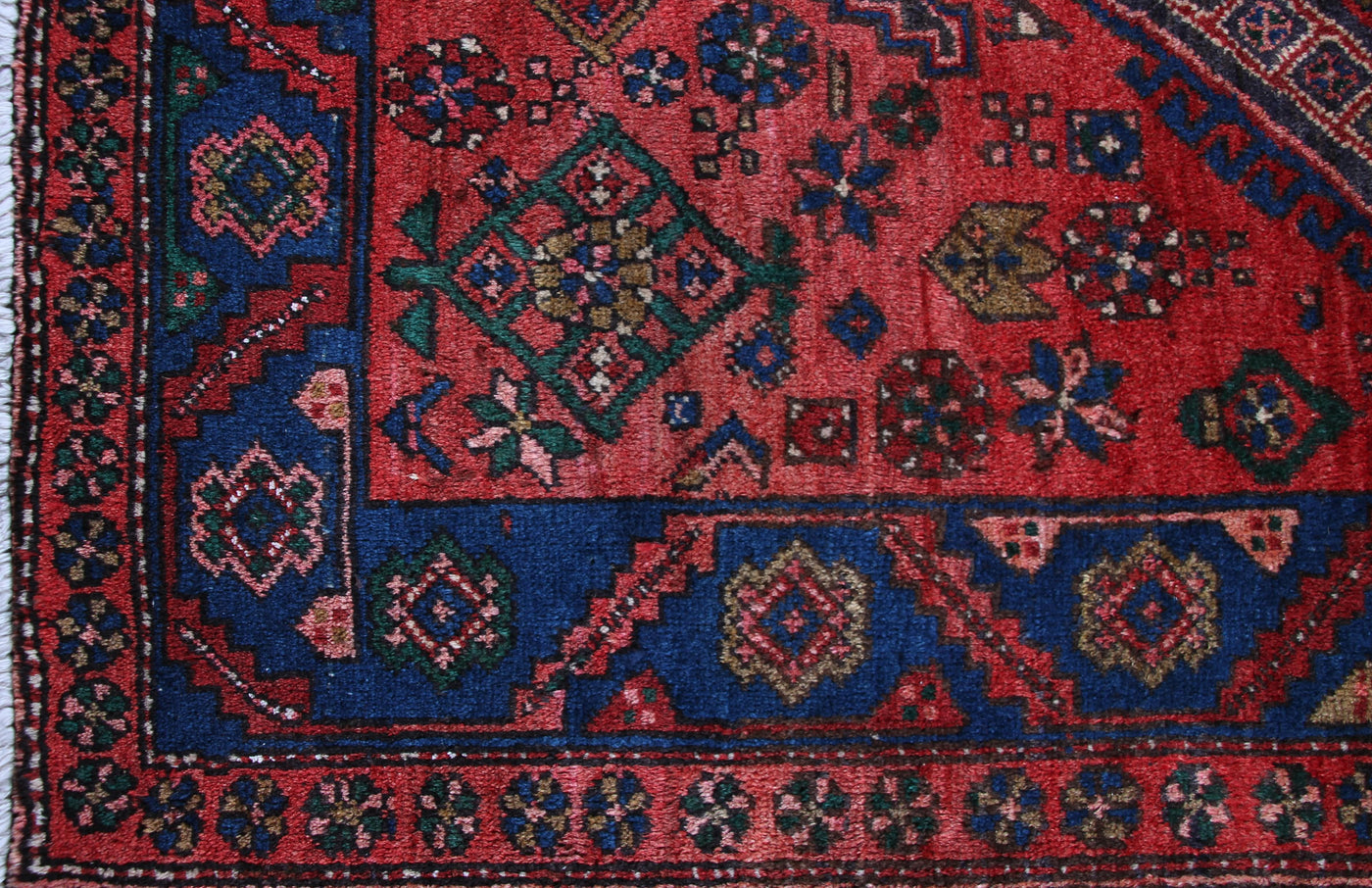 Vintage Hamadan Persian Runner Rug – Crimson Passage