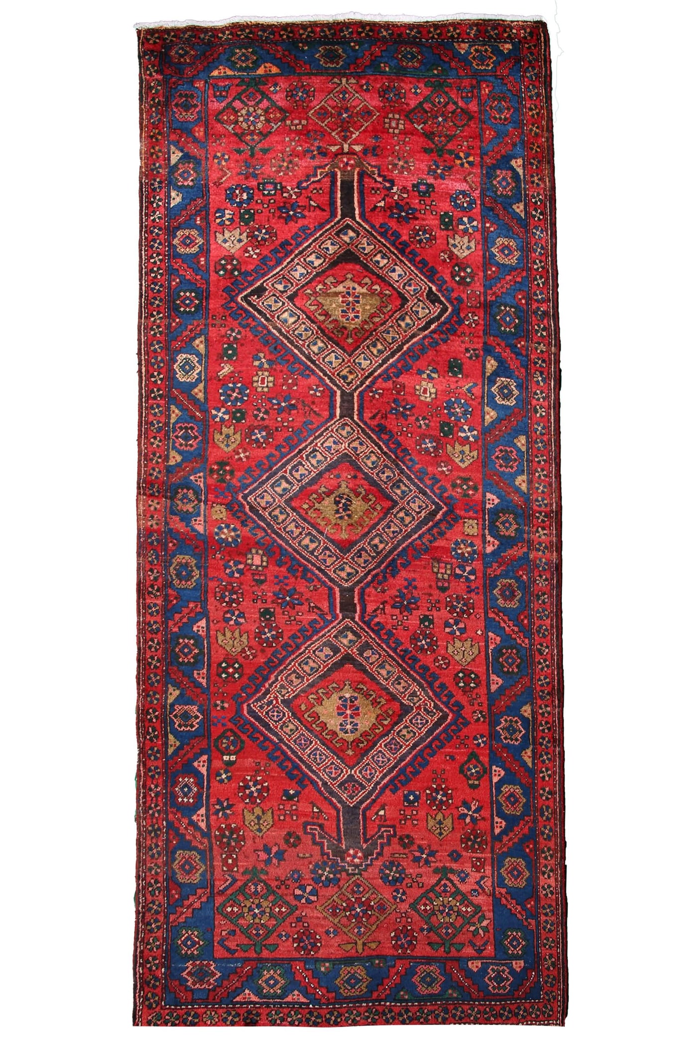 Vintage Hamadan Persian Runner Rug – Crimson Passage