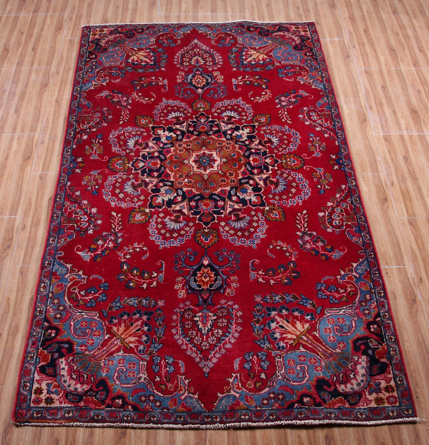 Vintage Sabzevar Persian Rug – Ruby Haze