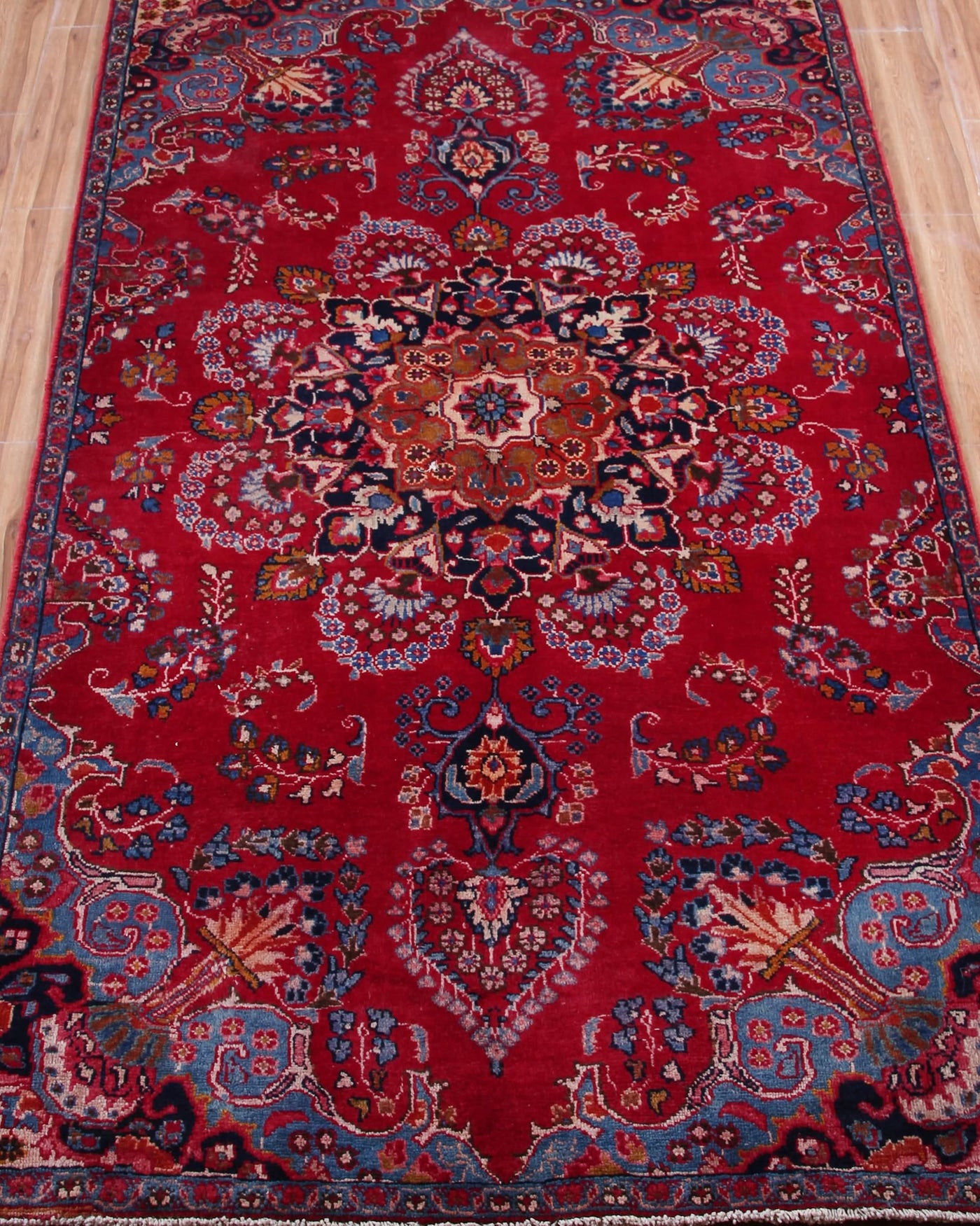 Vintage Sabzevar Persian Rug – Ruby Haze