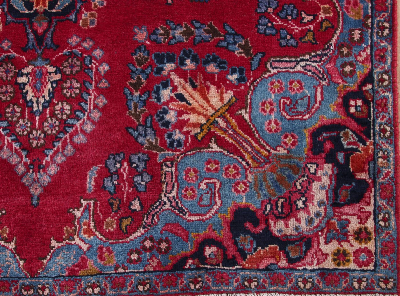 Vintage Sabzevar Persian Rug – Ruby Haze
