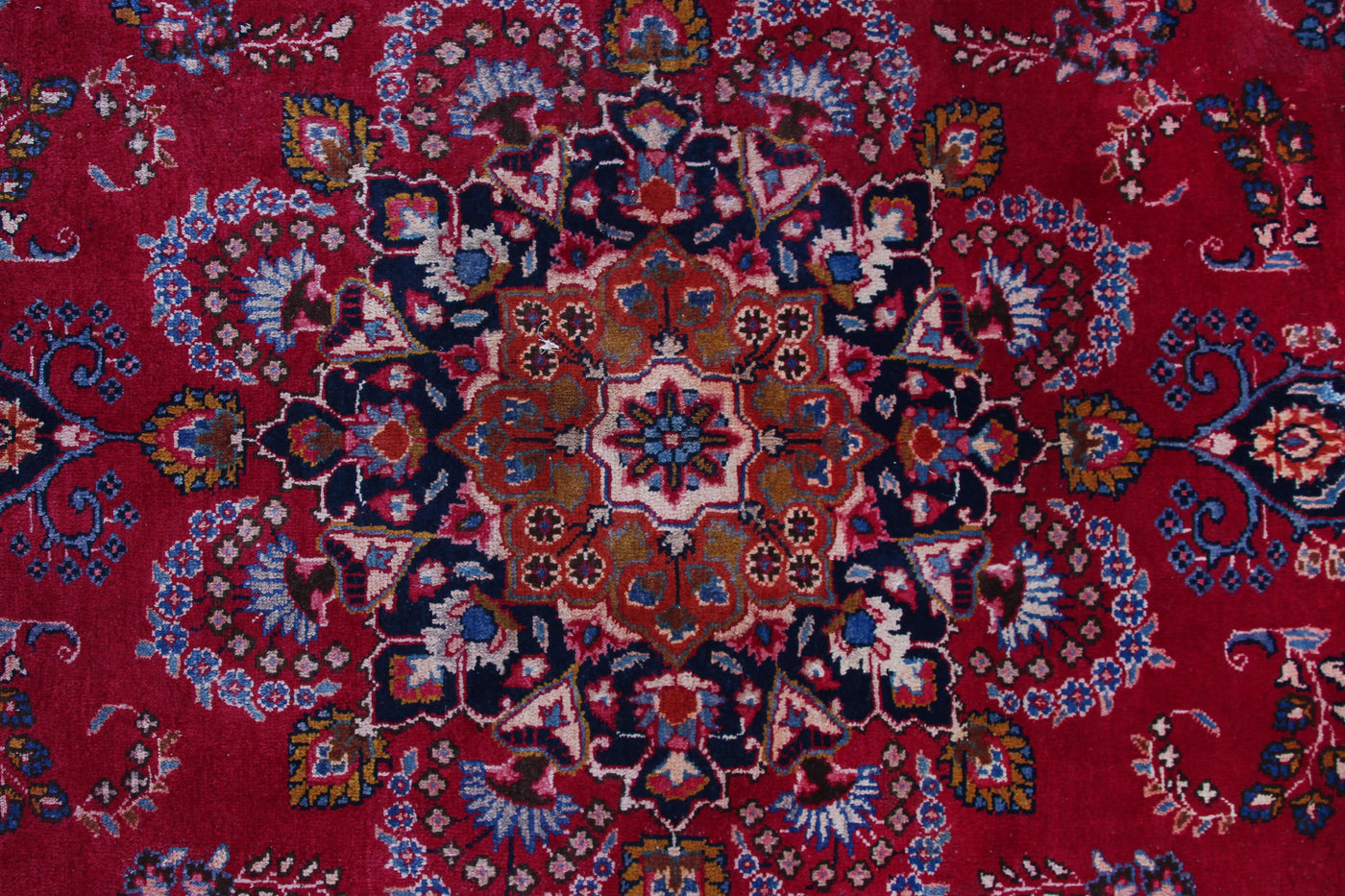 Vintage Sabzevar Persian Rug – Ruby Haze