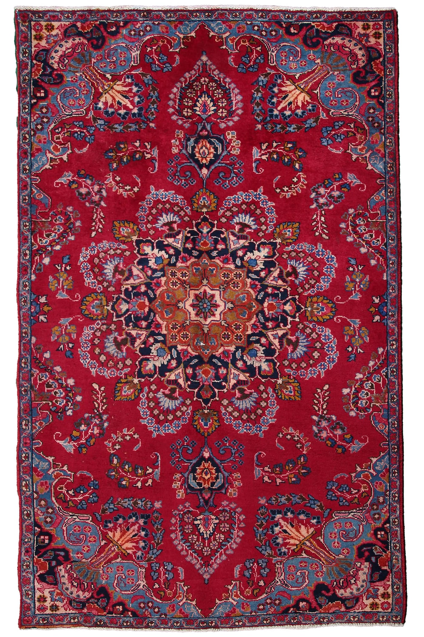 Vintage Sabzevar Persian Rug – Ruby Haze
