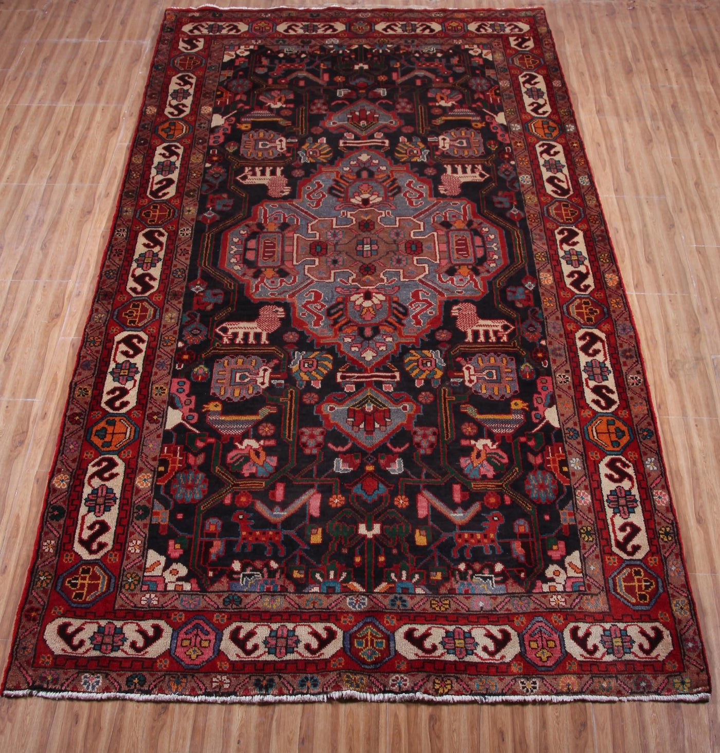 Vintage Nahavand Persian Rug – Cerulean Labyrinth