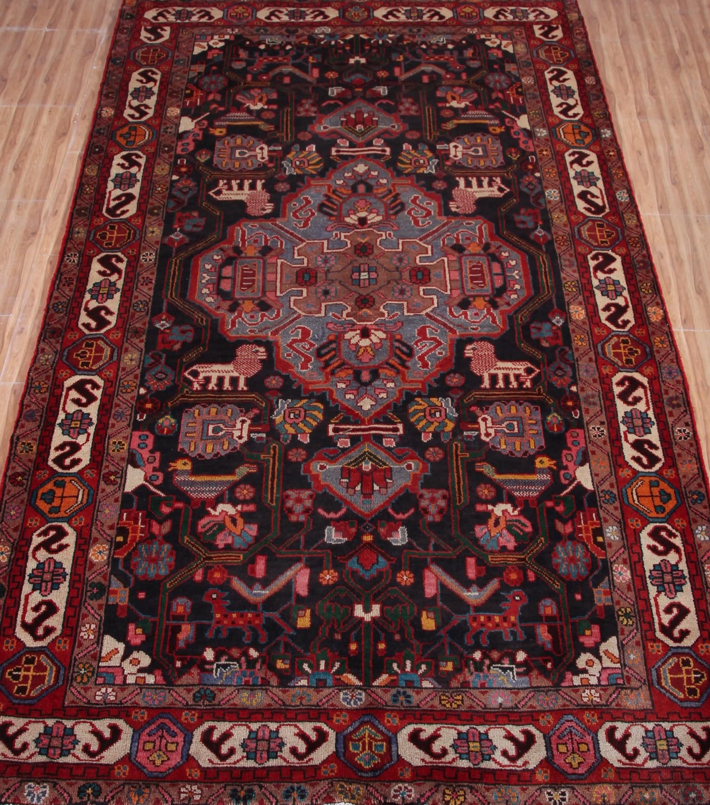 Vintage Nahavand Persian Rug – Cerulean Labyrinth