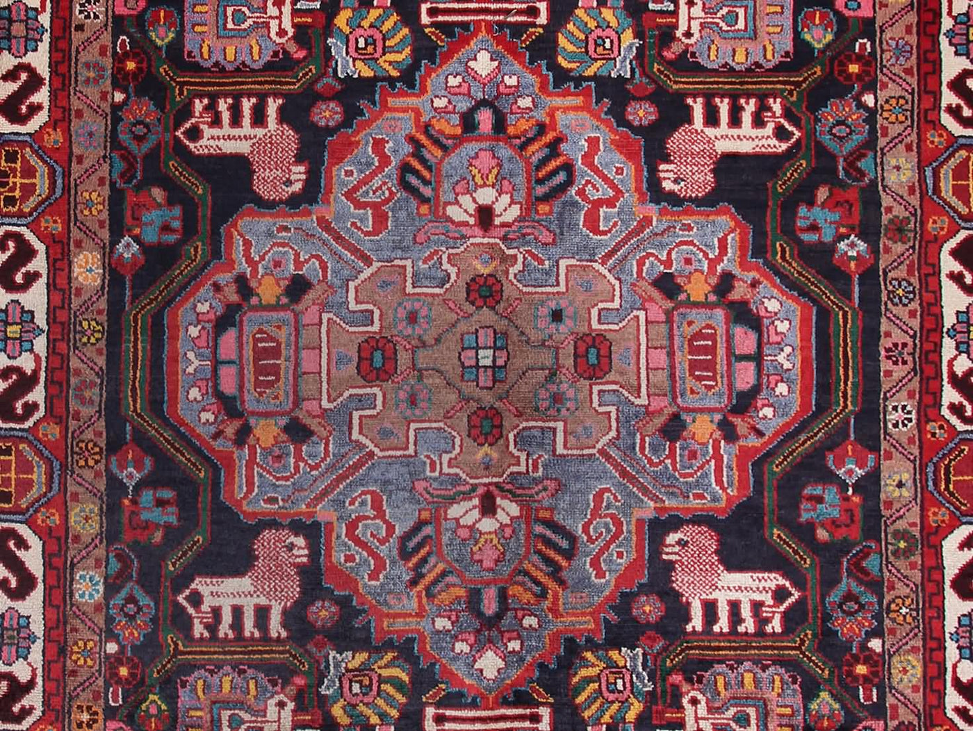 Vintage Nahavand Persian Rug – Cerulean Labyrinth