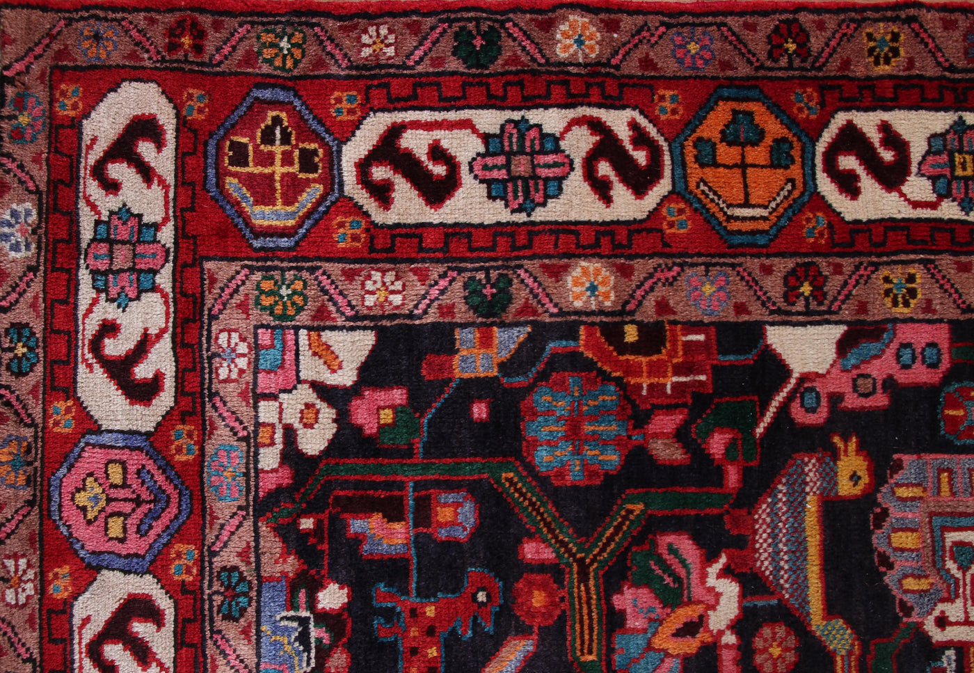 Vintage Nahavand Persian Rug – Cerulean Labyrinth