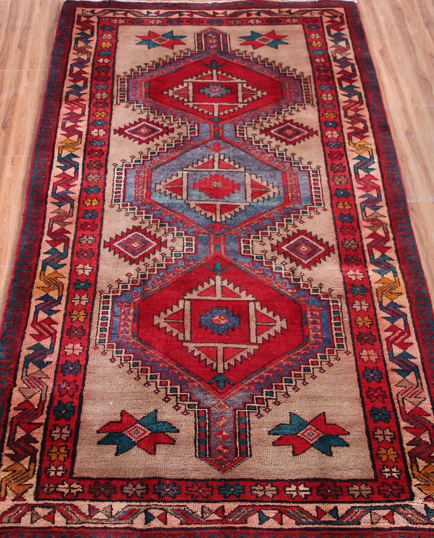 Vintage Ardabil Persian Rug – Sand Emblem