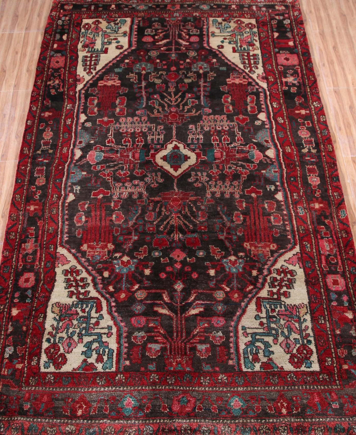 Vintage Nahavand Persian Rug – Graphite Panel