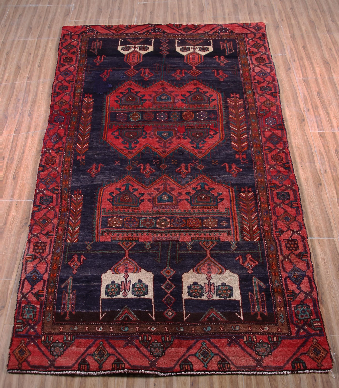 Vintage Kordi Persian Rug – Carmine Constellation