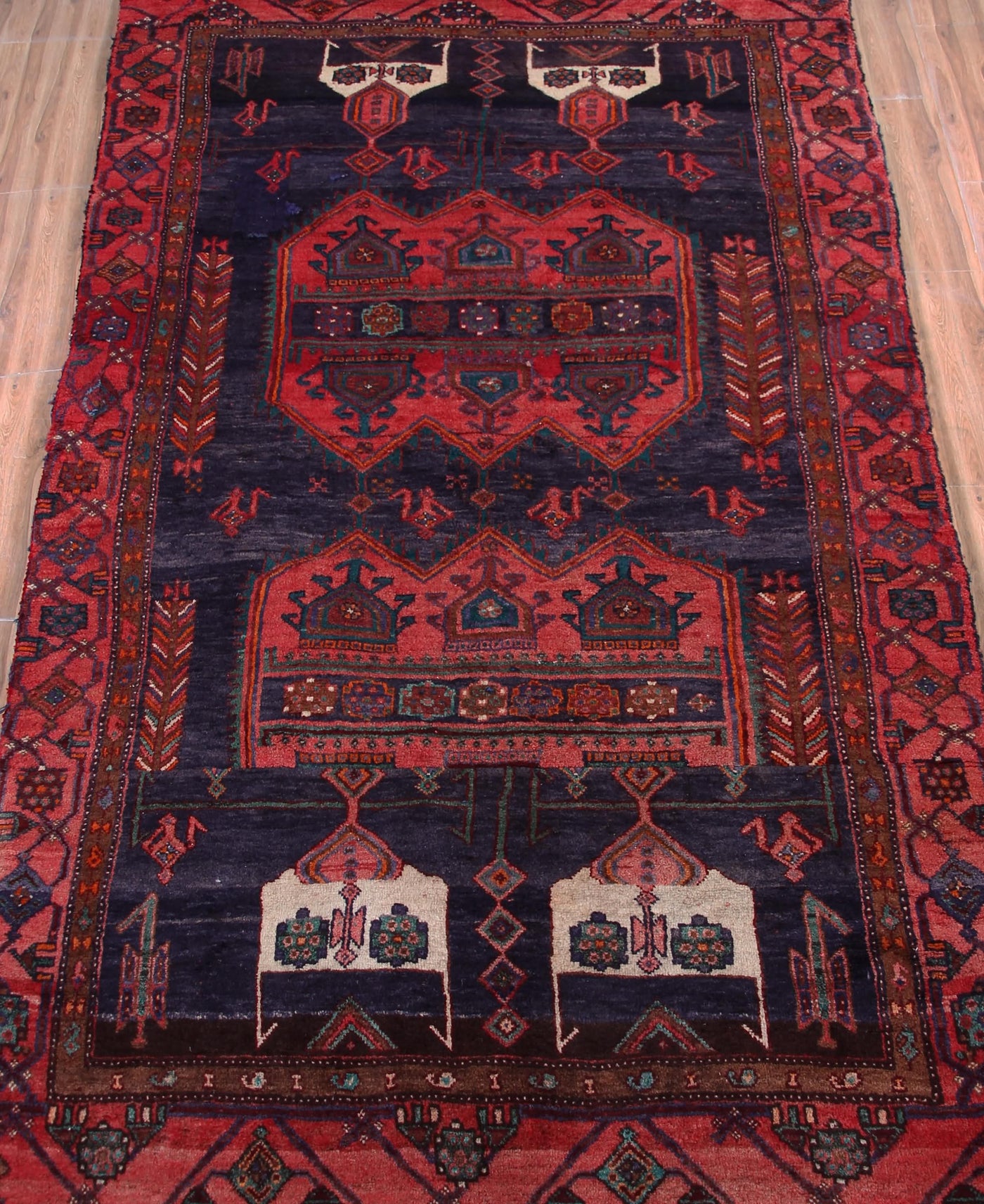 Vintage Kordi Persian Rug – Carmine Constellation