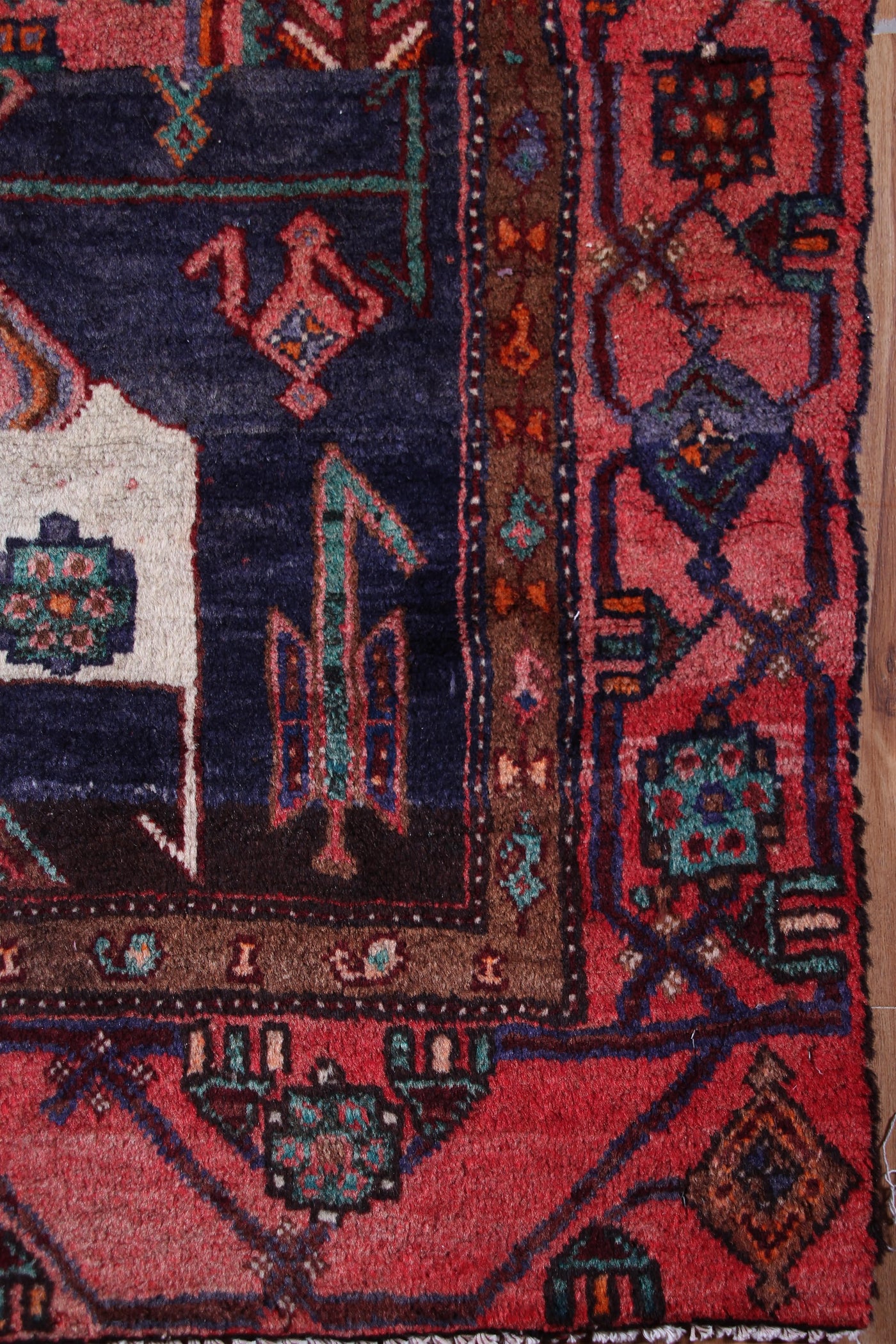 Vintage Kordi Persian Rug – Carmine Constellation
