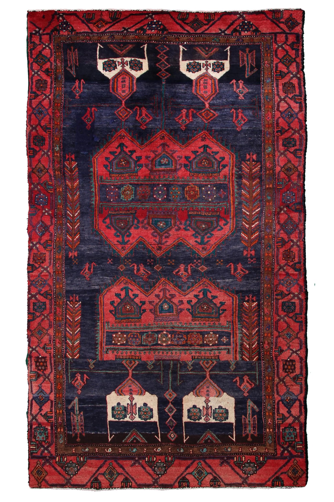 Vintage Kordi Persian Rug – Carmine Constellation