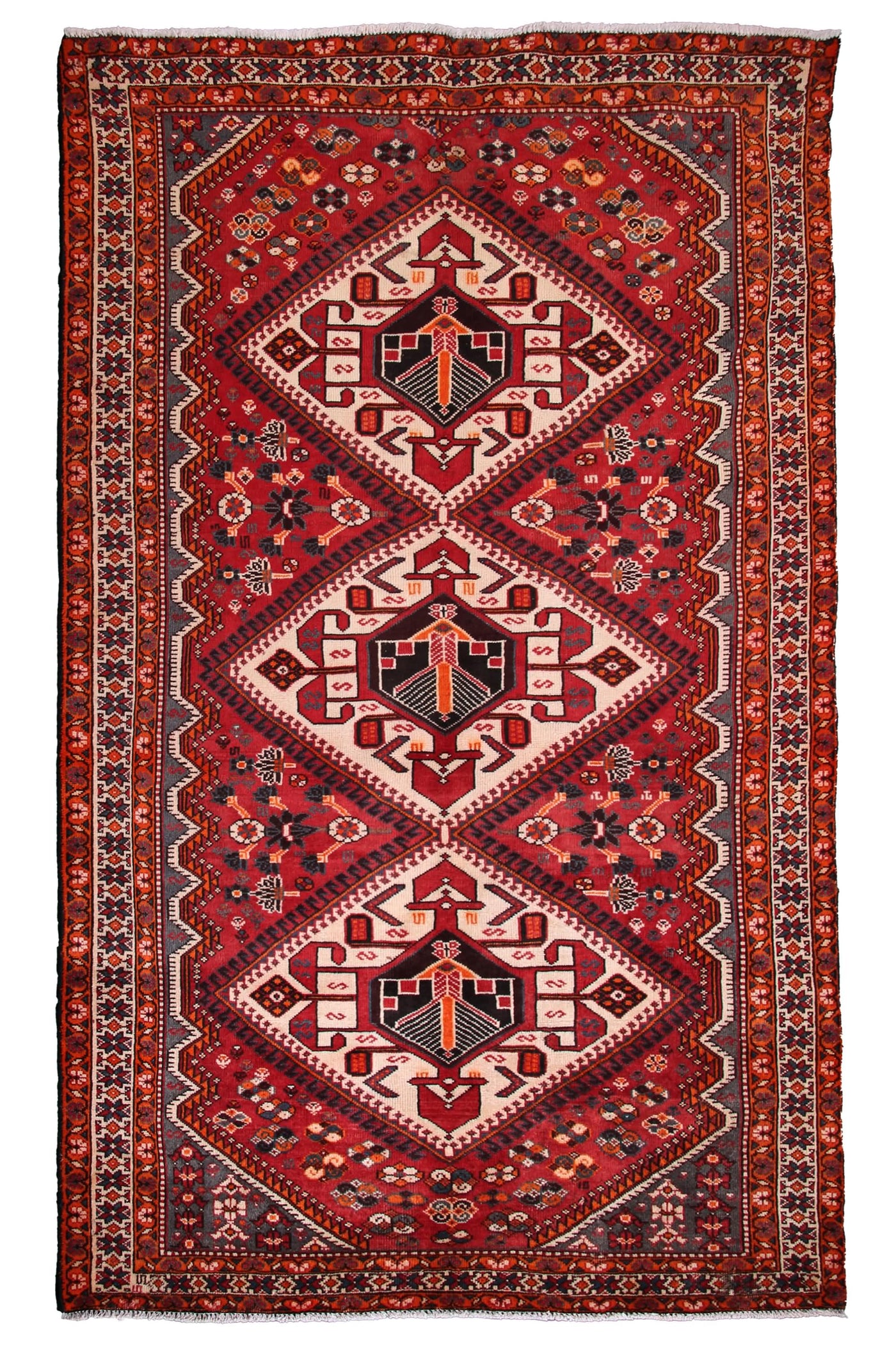Vintage Shiraz Persian Rug – Crimson Compass