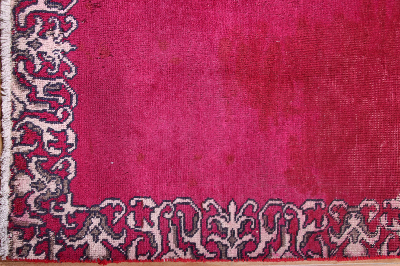 Vintage Tabriz Persian Runner Rug – Garnet Bands