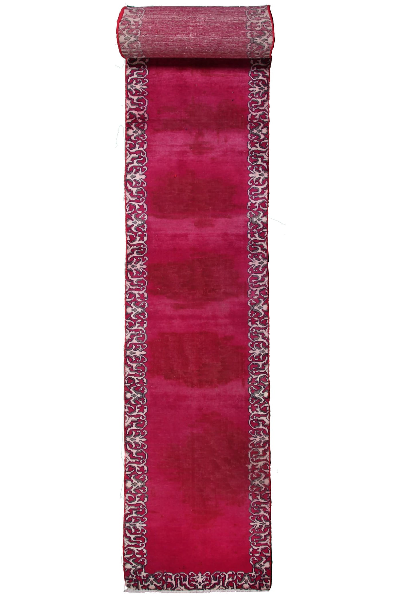 Vintage Tabriz Persian Runner Rug – Garnet Bands