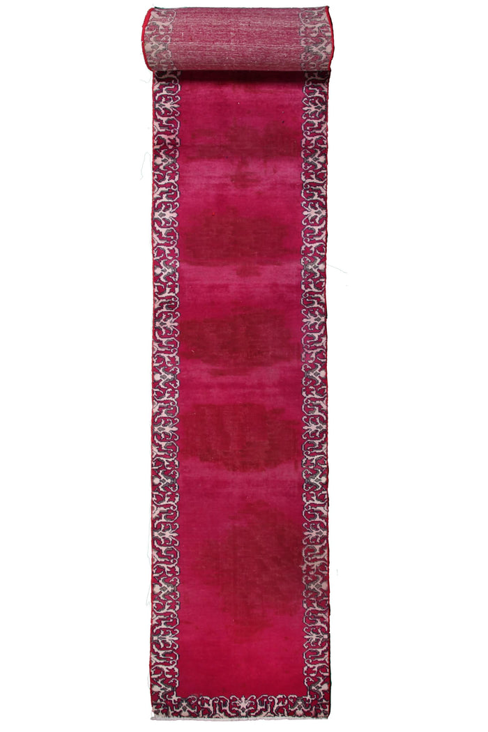 Vintage Tabriz Runner Rug – Garnet Bands