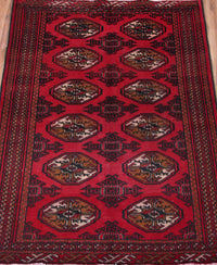 Turkmen Persian Rug, 100 x 142 cm hand knotted vintage wool full rug view
