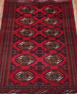 Turkmen Persian Rug, 100 x 142 cm hand knotted vintage wool full rug view