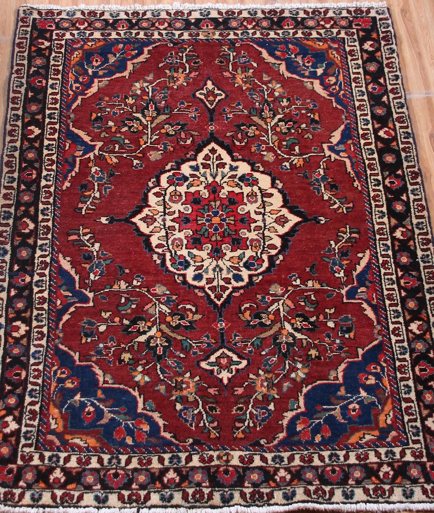 Vintage Hamadan Persian Rug – Vermilion Triptych