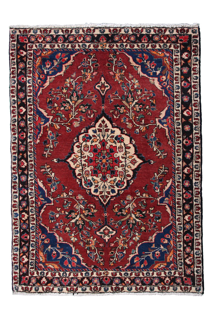 Vintage Hamadan Persian Rug – Vermilion Triptych