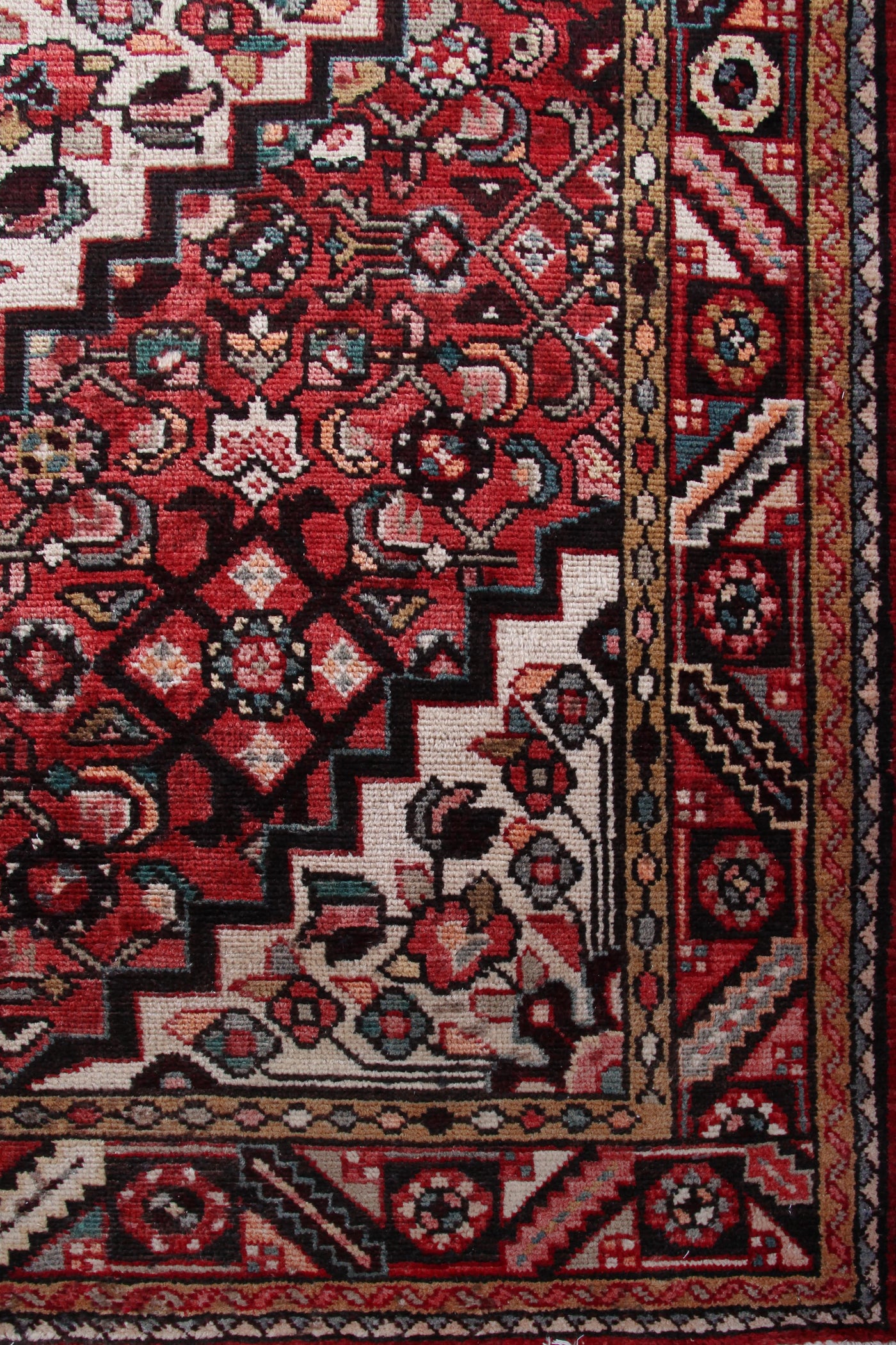 Vintage Hamadan Persian Rug – Bone Mandala