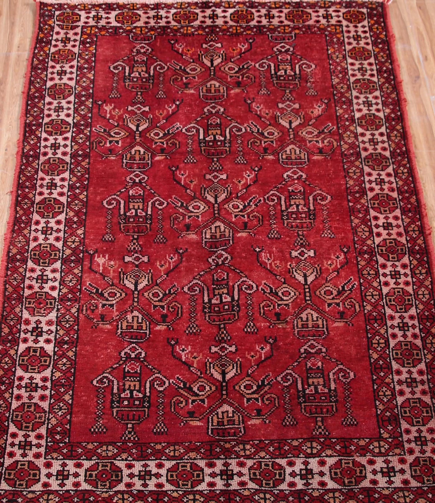 Vintage Ferdos Persian Rug – Crimson Mist