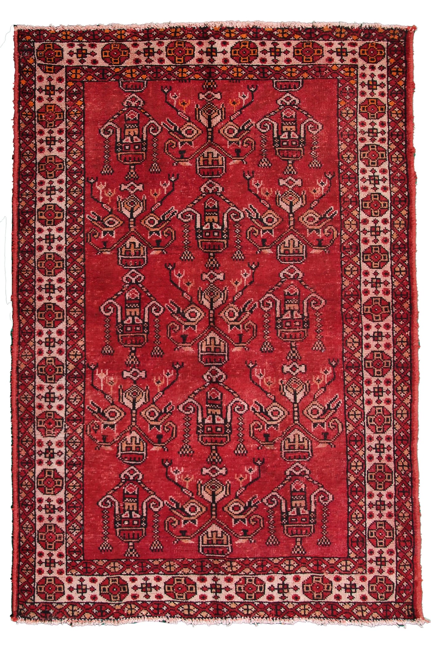 Vintage Ferdos Persian Rug – Crimson Mist