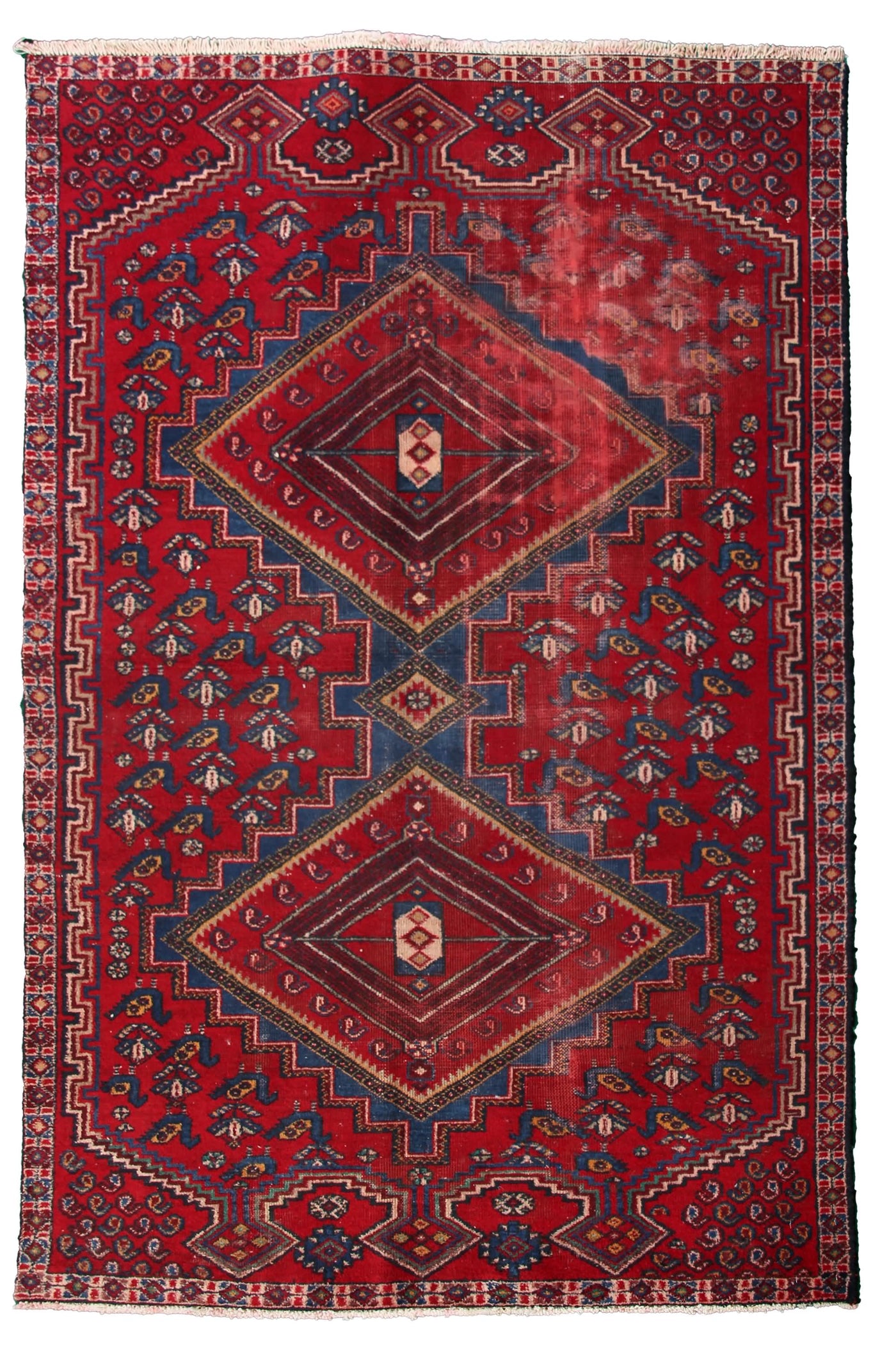 Vintage Shiraz Persian Rug – Cardinal Geometry