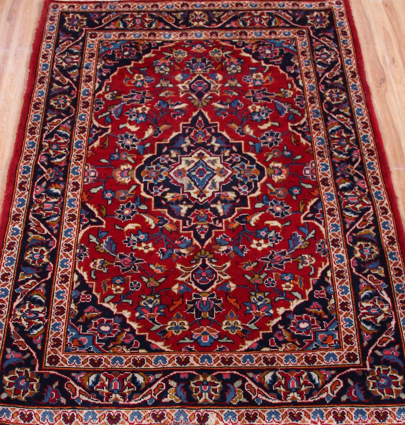 Vintage Kashan Persian Rug – Aqua Relic