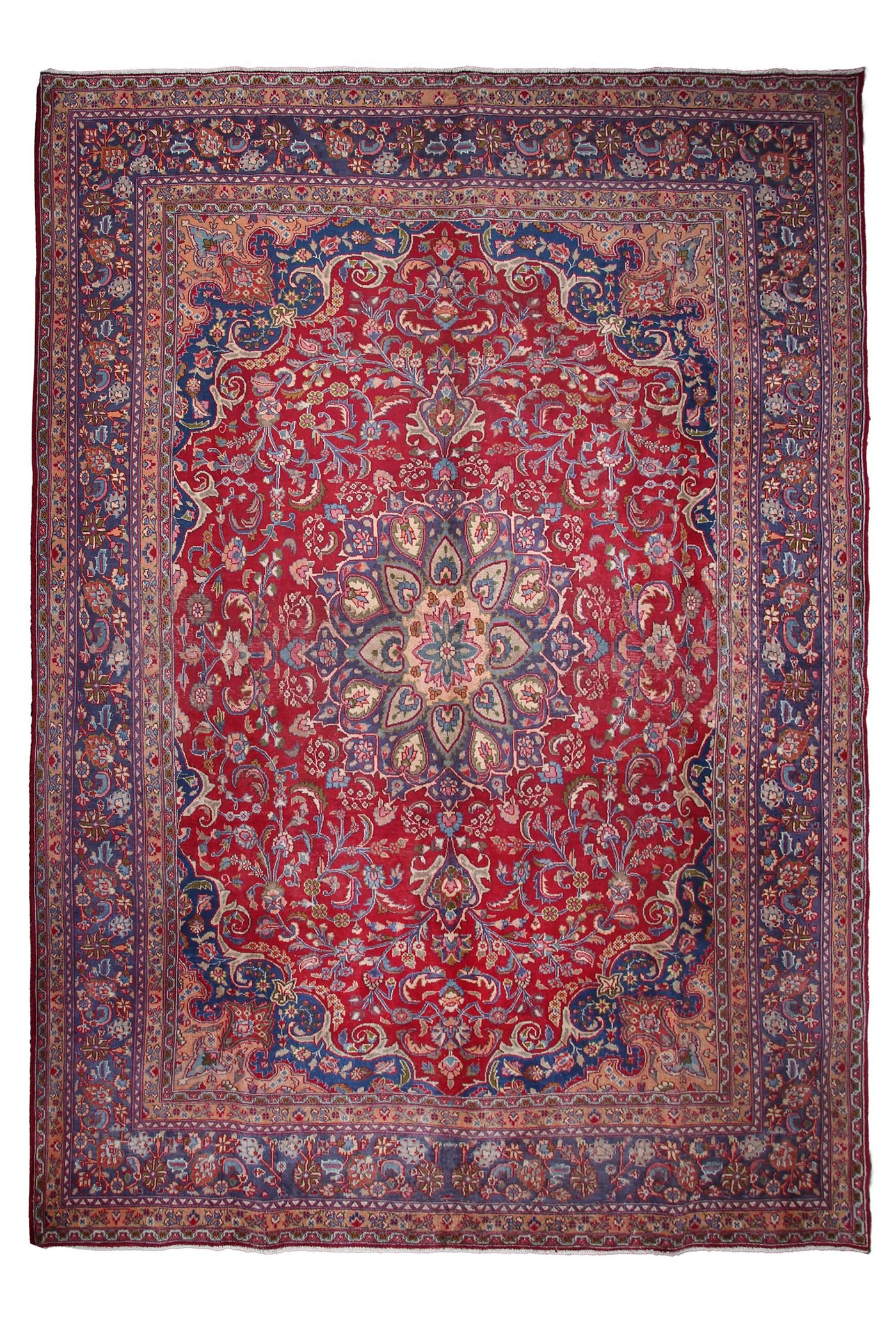 Vintage Sabzevar Persian Rug – Sapphire Blossom