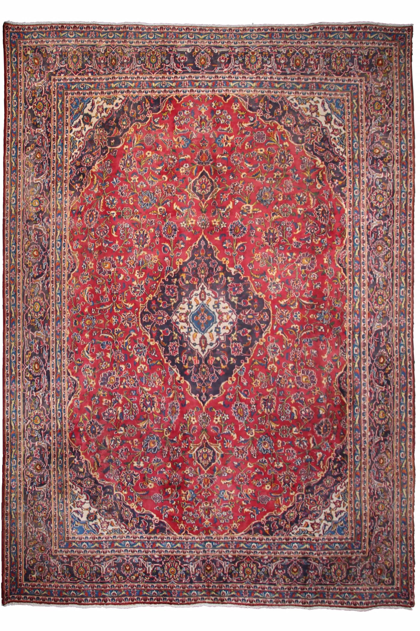 Vintage Mashad Persian Rug – Aqua Emblem