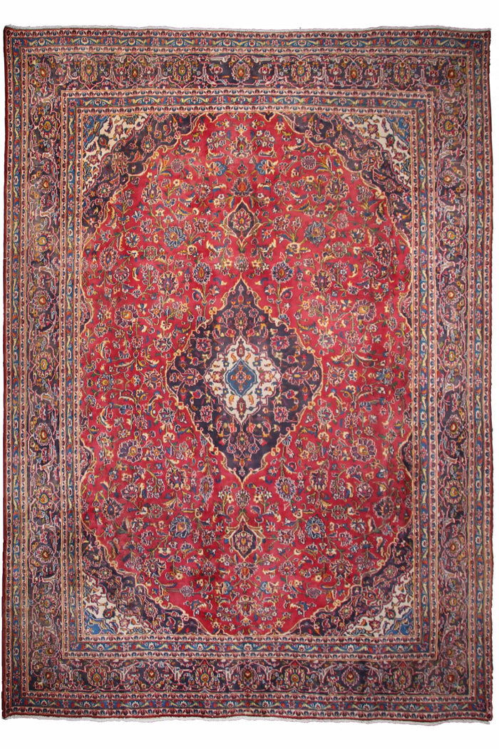 Vintage Mashad Rug – Aqua Emblem