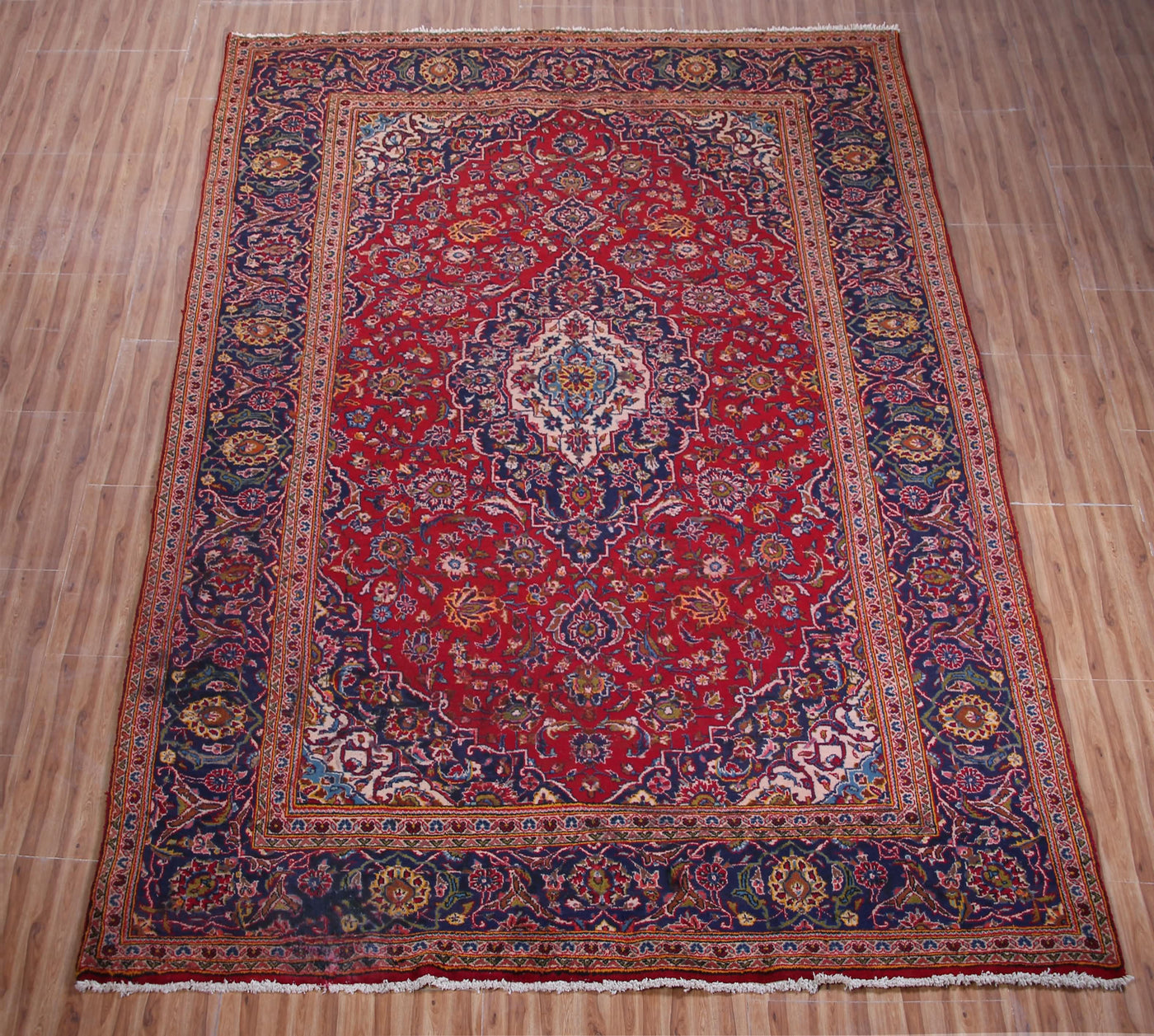 Vintage Kashan Persian Rug – Teal Aura