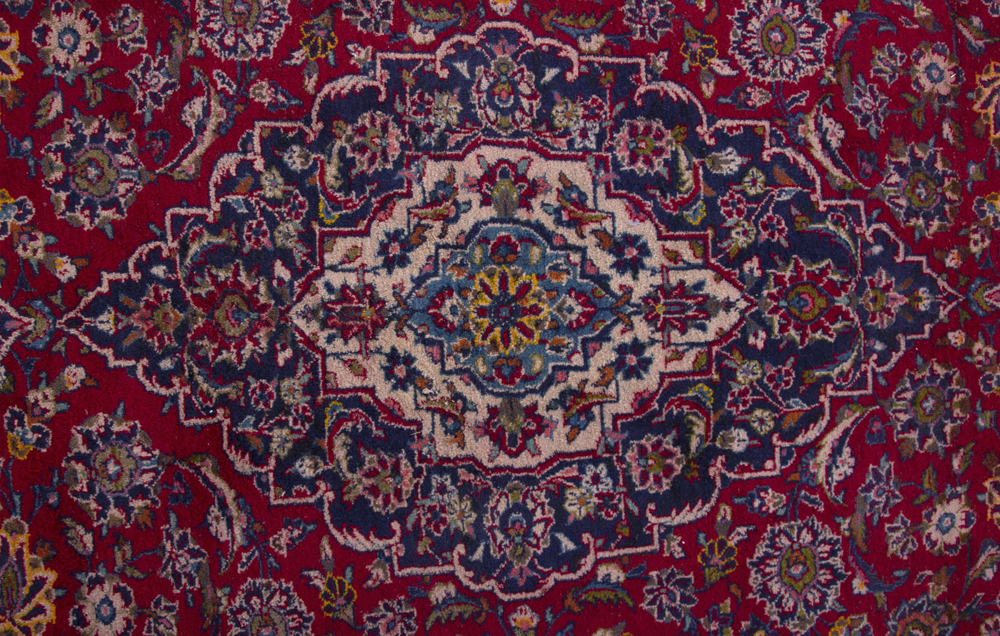Vintage Kashan Persian Rug – Teal Aura