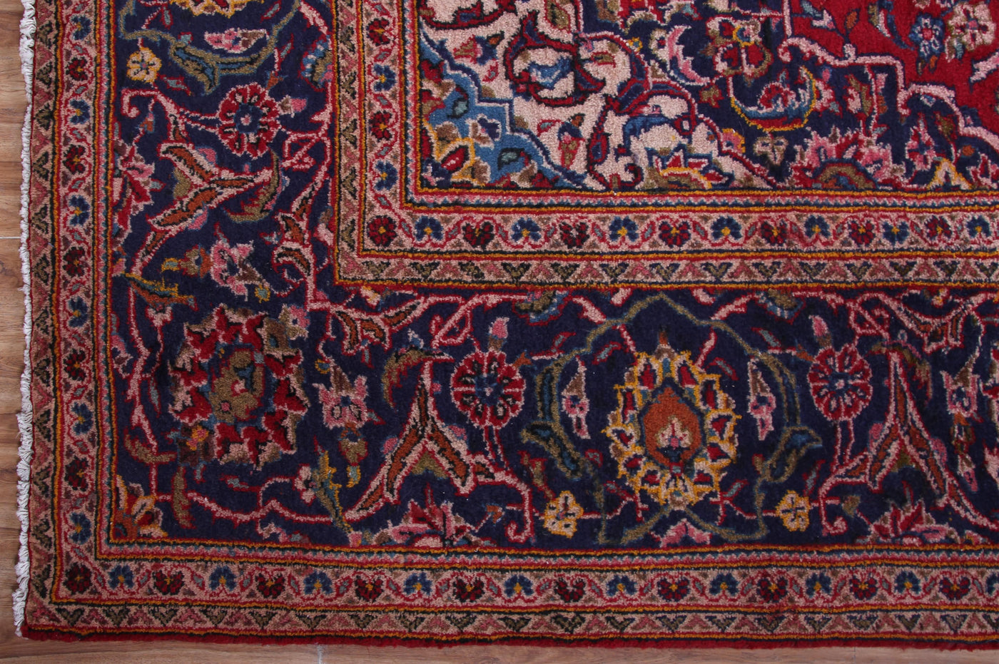 Vintage Kashan Persian Rug – Teal Aura