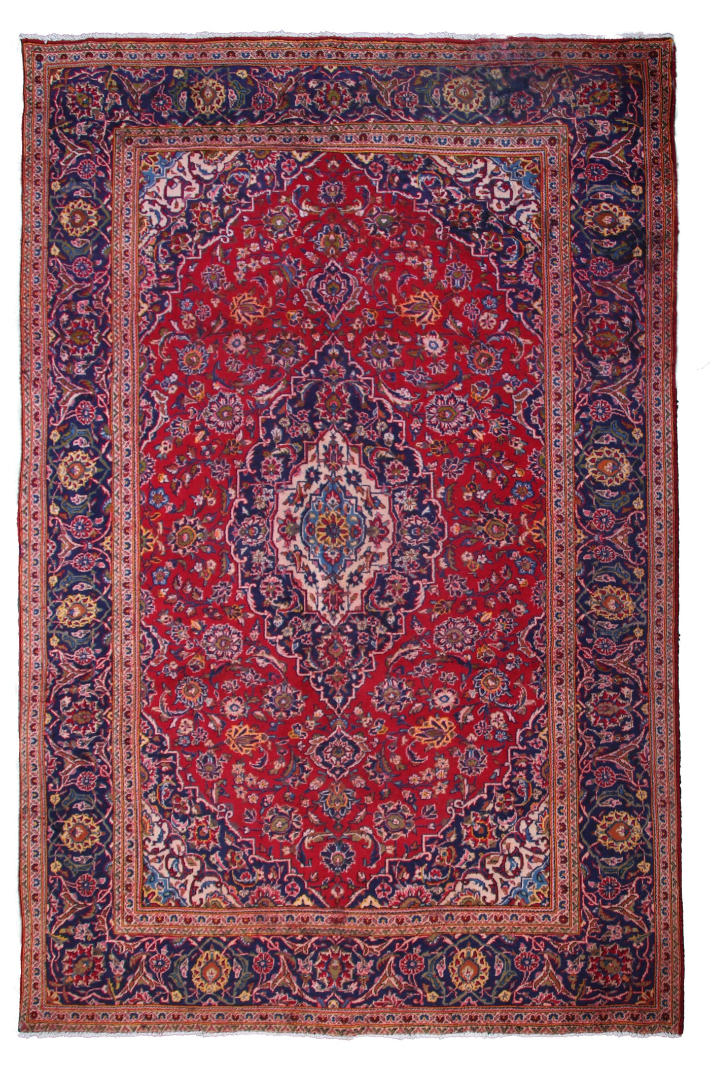 Vintage Kashan Persian Rug – Teal Aura